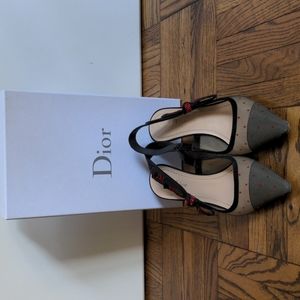 Authentic Dior J'adior Red Dotted Slingbacks